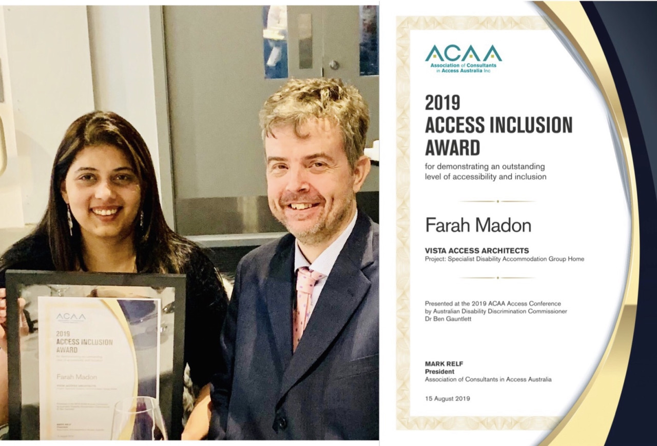 [Farah Madon receiving the 2019 Access Inclusion Award]