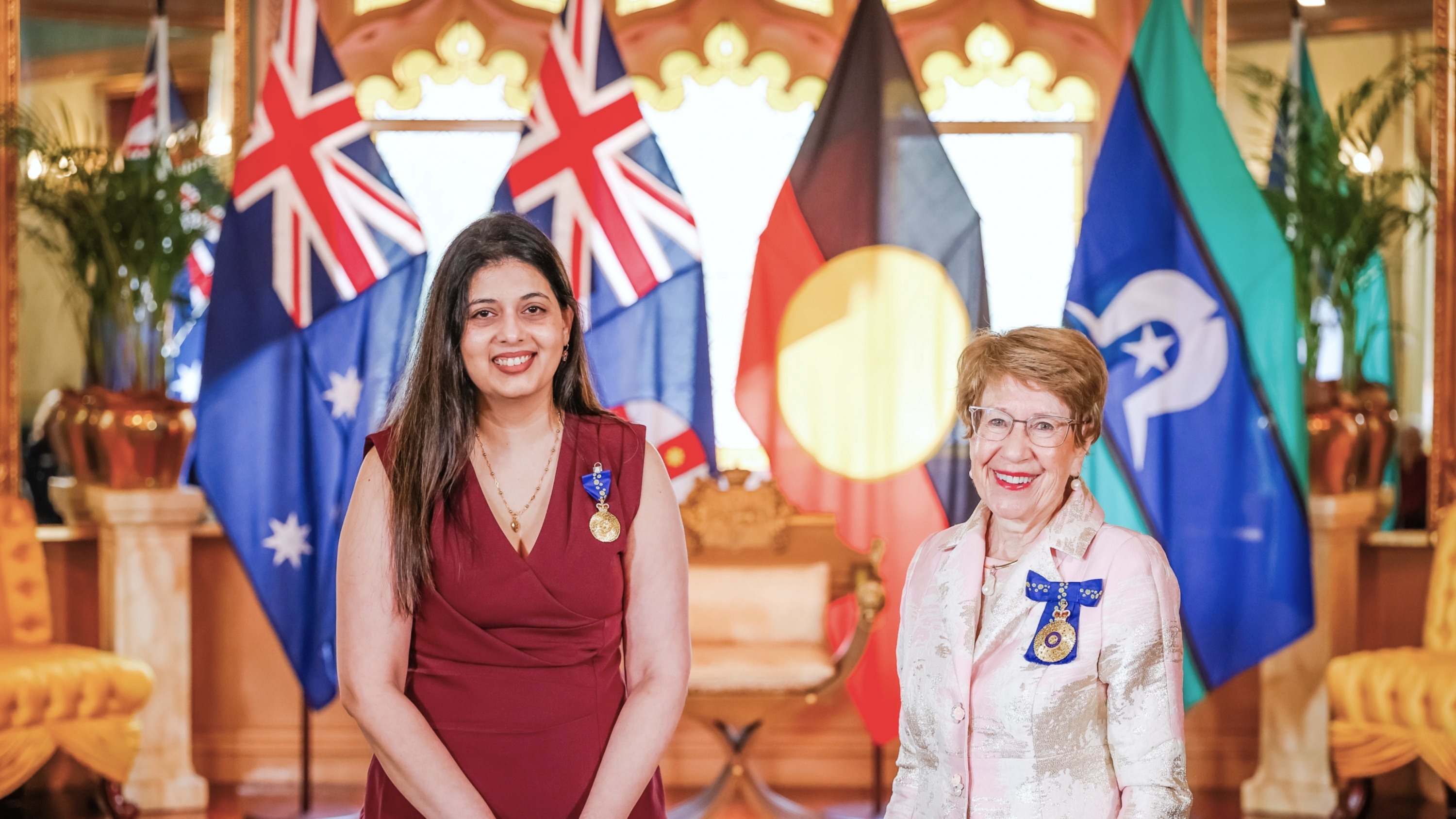 Farah Madon receiving Member of the Order of Australia for significant service to architecture and to people with disability